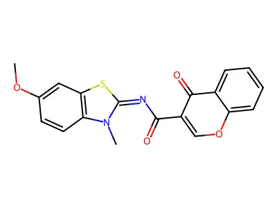 N-(6-methoxy-3-methyl-1,3-benzothiazol-2-ylidene)-4-oxochromene-3-carboxamide structure