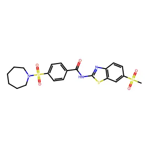 4-(azepan-1-ylsulfonyl)-N-(6-(methylsulfonyl)benzo[d]thiazol-2-yl)benzamide structure