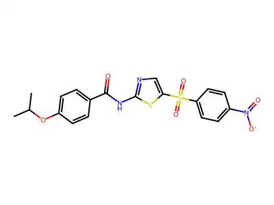 4-isopropoxy-N-(5-((4-nitrophenyl)sulfonyl)thiazol-2-yl)benzamide structure