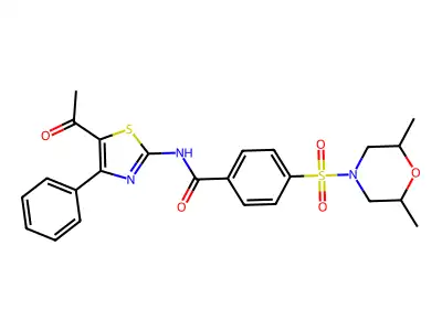 N-(5-acetyl-4-phenylthiazol-2-yl)-4-((2,6-dimethylmorpholino)sulfonyl)benzamide structure