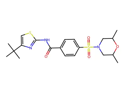 N-(4-(tert-butyl)thiazol-2-yl)-4-((2,6-dimethylmorpholino)sulfonyl)benzamide structure