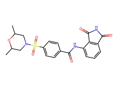 4-((2,6-dimethylmorpholino)sulfonyl)-N-(1,3-dioxoisoindolin-4-yl)benzamide structure