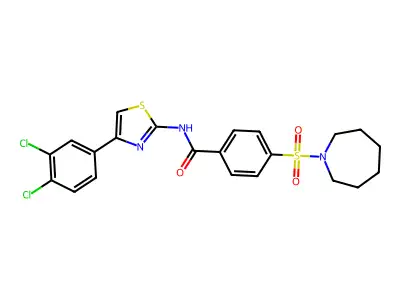 4-(azepan-1-ylsulfonyl)-N-(4-(3,4-dichlorophenyl)thiazol-2-yl)benzamide structure