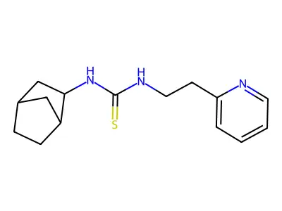 N-bicyclo[2.2.1]hept-2-yl-N'-[2-(2-pyridyl)ethyl]thiourea structure