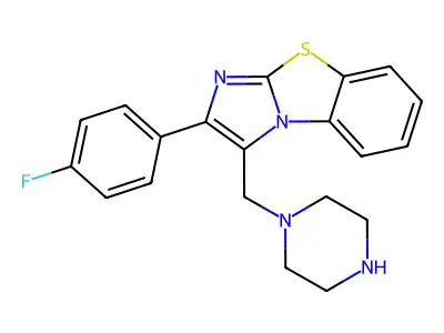 2-(4-Fluoro-phenyl)-3-piperazin-1-ylmethyl-benzo-[d]imidazo[2,1-b]thiazole structure
