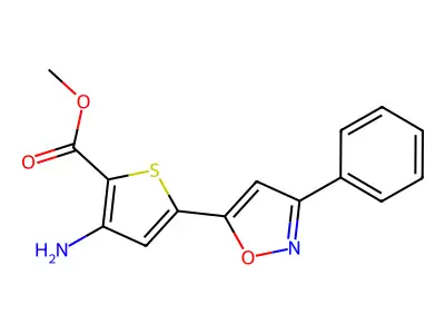Methyl 3-amino-5-(3-phenylisoxazol-5-yl)thiophene-2-carboxylate structure
