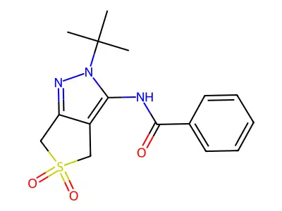 N-(2-tert-butyl-5,5-dioxo-4,6-dihydrothieno[3,4-c]pyrazol-3-yl)benzamide structure