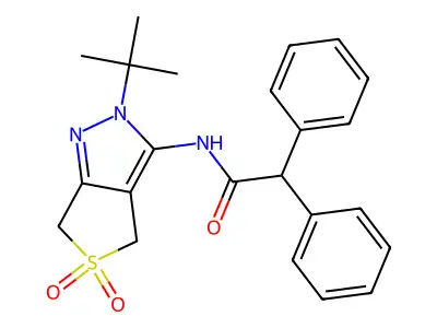 N-(2-(tert-butyl)-5,5-dioxido-4,6-dihydro-2H-thieno[3,4-c]pyrazol-3-yl)-2,2-diphenylacetamide structure