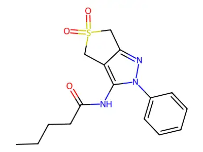 N-(5,5-dioxido-2-phenyl-4,6-dihydro-2H-thieno[3,4-c]pyrazol-3-yl)pentanamide structure