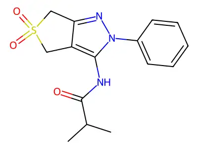 N-(5,5-dioxido-2-phenyl-4,6-dihydro-2H-thieno[3,4-c]pyrazol-3-yl)isobutyramide structure