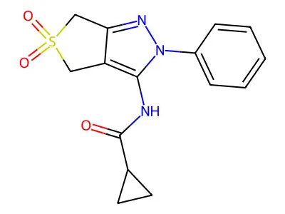 N-(5,5-dioxido-2-phenyl-4,6-dihydro-2H-thieno[3,4-c]pyrazol-3-yl)cyclopropanecarboxamide structure