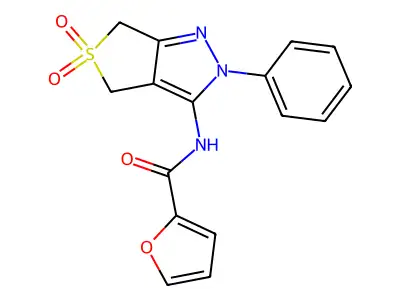 N-(5,5-dioxido-2-phenyl-4,6-dihydro-2H-thieno[3,4-c]pyrazol-3-yl)furan-2-carboxamide structure