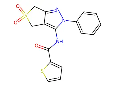 N-(5,5-dioxido-2-phenyl-4,6-dihydro-2H-thieno[3,4-c]pyrazol-3-yl)thiophene-2-carboxamide structure