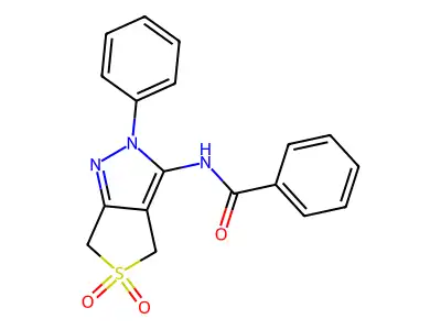N-(5,5-dioxido-2-phenyl-4,6-dihydro-2H-thieno[3,4-c]pyrazol-3-yl)benzamide structure