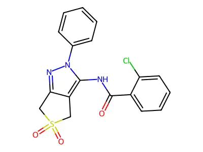 2-chloro-N-(5,5-dioxo-2-phenyl-4,6-dihydrothieno[3,4-c]pyrazol-3-yl)benzamide structure