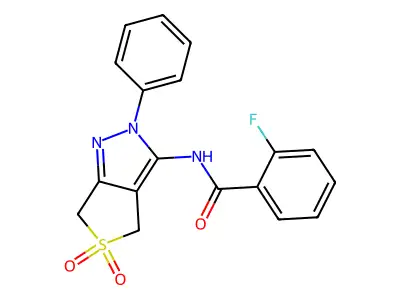N-(5,5-dioxido-2-phenyl-4,6-dihydro-2H-thieno[3,4-c]pyrazol-3-yl)-2-fluorobenzamide structure