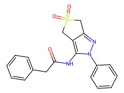 N-(5,5-dioxido-2-phenyl-4,6-dihydro-2H-thieno[3,4-c]pyrazol-3-yl)-2-phenylacetamide structure