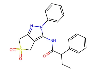 N-(5,5-dioxo-2-phenyl-4,6-dihydrothieno[3,4-c]pyrazol-3-yl)-2-phenylbutanamide structure