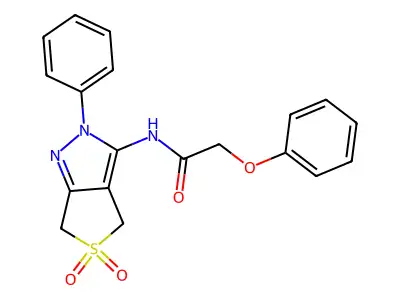 N-(5,5-dioxo-2-phenyl-4,6-dihydrothieno[3,4-c]pyrazol-3-yl)-2-phenoxyacetamide structure