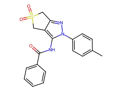 N-(5,5-dioxido-2-(p-tolyl)-4,6-dihydro-2H-thieno[3,4-c]pyrazol-3-yl)benzamide structure