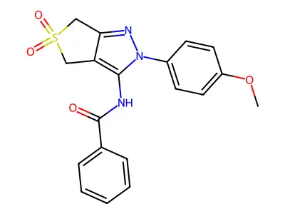 N-[2-(4-methoxyphenyl)-5,5-dioxo-4,6-dihydrothieno[3,4-c]pyrazol-3-yl]benzamide structure