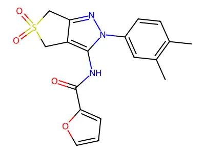 N-(2-(3,4-dimethylphenyl)-5,5-dioxido-4,6-dihydro-2H-thieno[3,4-c]pyrazol-3-yl)furan-2-carboxamide structure