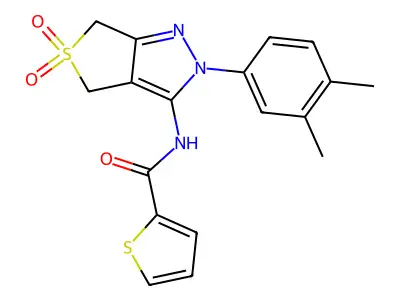 N-(2-(3,4-dimethylphenyl)-5,5-dioxido-4,6-dihydro-2H-thieno[3,4-c]pyrazol-3-yl)thiophene-2-carboxamide structure
