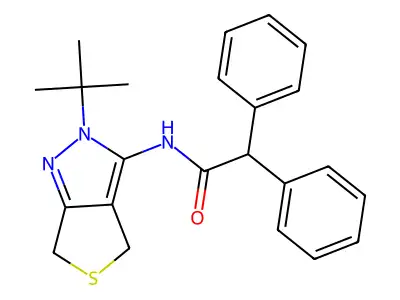 N-(2-tert-butyl-4,6-dihydrothieno[3,4-c]pyrazol-3-yl)-2,2-diphenylacetamide structure