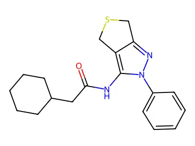 2-cyclohexyl-N-(2-phenyl-4,6-dihydro-2H-thieno[3,4-c]pyrazol-3-yl)acetamide structure