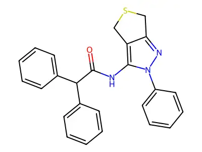 2,2-diphenyl-N-(2-phenyl-4,6-dihydro-2H-thieno[3,4-c]pyrazol-3-yl)acetamide structure