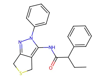 2-phenyl-N-(2-phenyl-4,6-dihydrothieno[3,4-c]pyrazol-3-yl)butanamide structure