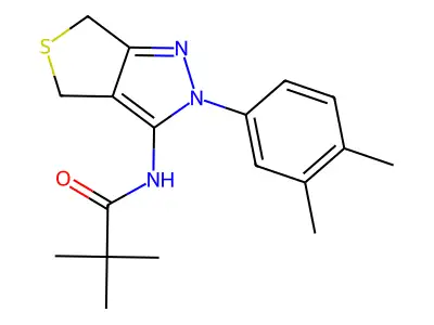 N-(2-(3,4-dimethylphenyl)-4,6-dihydro-2H-thieno[3,4-c]pyrazol-3-yl)pivalamide structure