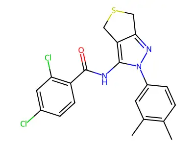 2,4-dichloro-N-(2-(3,4-dimethylphenyl)-4,6-dihydro-2H-thieno[3,4-c]pyrazol-3-yl)benzamide structure