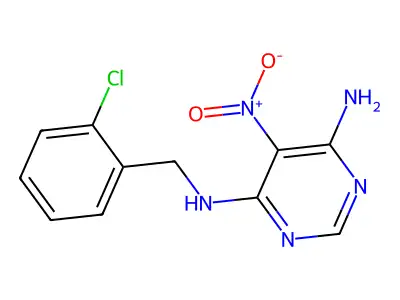 N-(2-chlorobenzyl)-5-nitropyrimidine-4,6-diamine structure