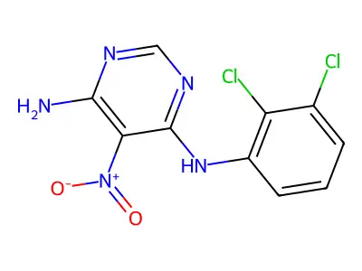 N-(2,3-dichlorophenyl)-5-nitropyrimidine-4,6-diamine structure