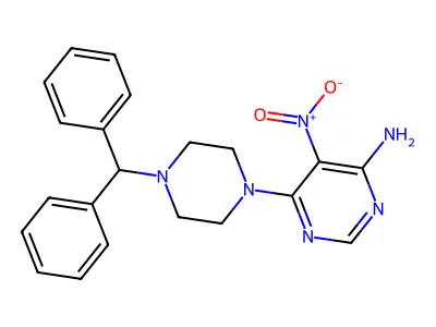 6-(4-Benzhydrylpiperazin-1-yl)-5-nitropyrimidin-4-amine structure