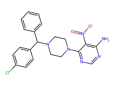 6-{4-[(4-Chlorophenyl)(phenyl)methyl]piperazin-1-yl}-5-nitropyrimidin-4-amine structure