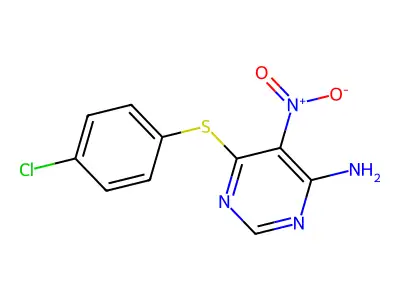 6-((4-Chlorophenyl)thio)-5-nitropyrimidin-4-amine structure