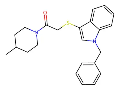 2-(1-Benzylindol-3-yl)sulfanyl-1-(4-methylpiperidin-1-yl)ethanone structure
