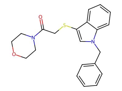 2-((1-benzyl-1H-indol-3-yl)thio)-1-morpholinoethanone structure