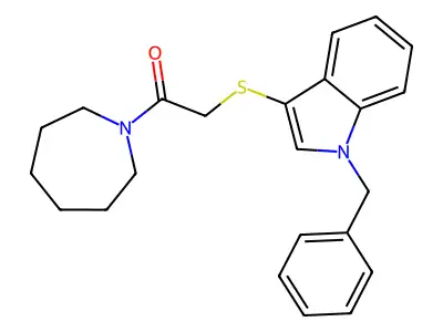 1-(azepan-1-yl)-2-((1-benzyl-1H-indol-3-yl)thio)ethanone structure
