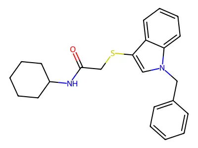2-((1-benzyl-1H-indol-3-yl)thio)-N-cyclohexylacetamide structure