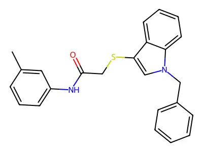 2-((1-benzyl-1H-indol-3-yl)thio)-N-(m-tolyl)acetamide structure