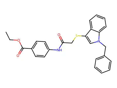 Ethyl 4-[[2-(1-benzylindol-3-yl)sulfanylacetyl]amino]benzoate structure
