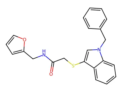 2-((1-benzyl-1H-indol-3-yl)thio)-N-(furan-2-ylmethyl)acetamide structure