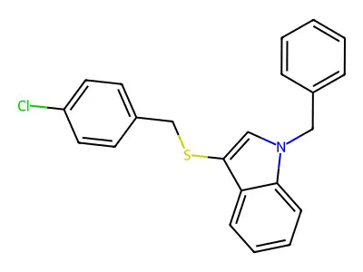 1-Benzyl-3-[(4-chlorophenyl)methylsulfanyl]indole structure