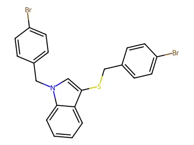 1-(4-bromobenzyl)-3-((4-bromobenzyl)thio)-1H-indole structure