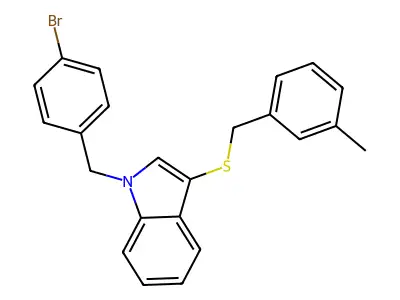 1-[(4-Bromophenyl)methyl]-3-[(3-methylphenyl)methylsulfanyl]indole structure
