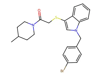 2-((1-(4-bromobenzyl)-1H-indol-3-yl)thio)-1-(4-methylpiperidin-1-yl)ethanone structure