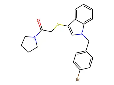 2-[1-[(4-Bromophenyl)methyl]indol-3-yl]sulfanyl-1-pyrrolidin-1-ylethanone structure